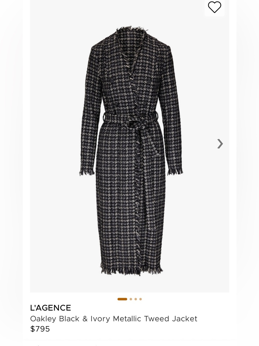 L'AGENCE Oakley Longline Tweed Belted Long Coat jacket - Picture 16 of 16
